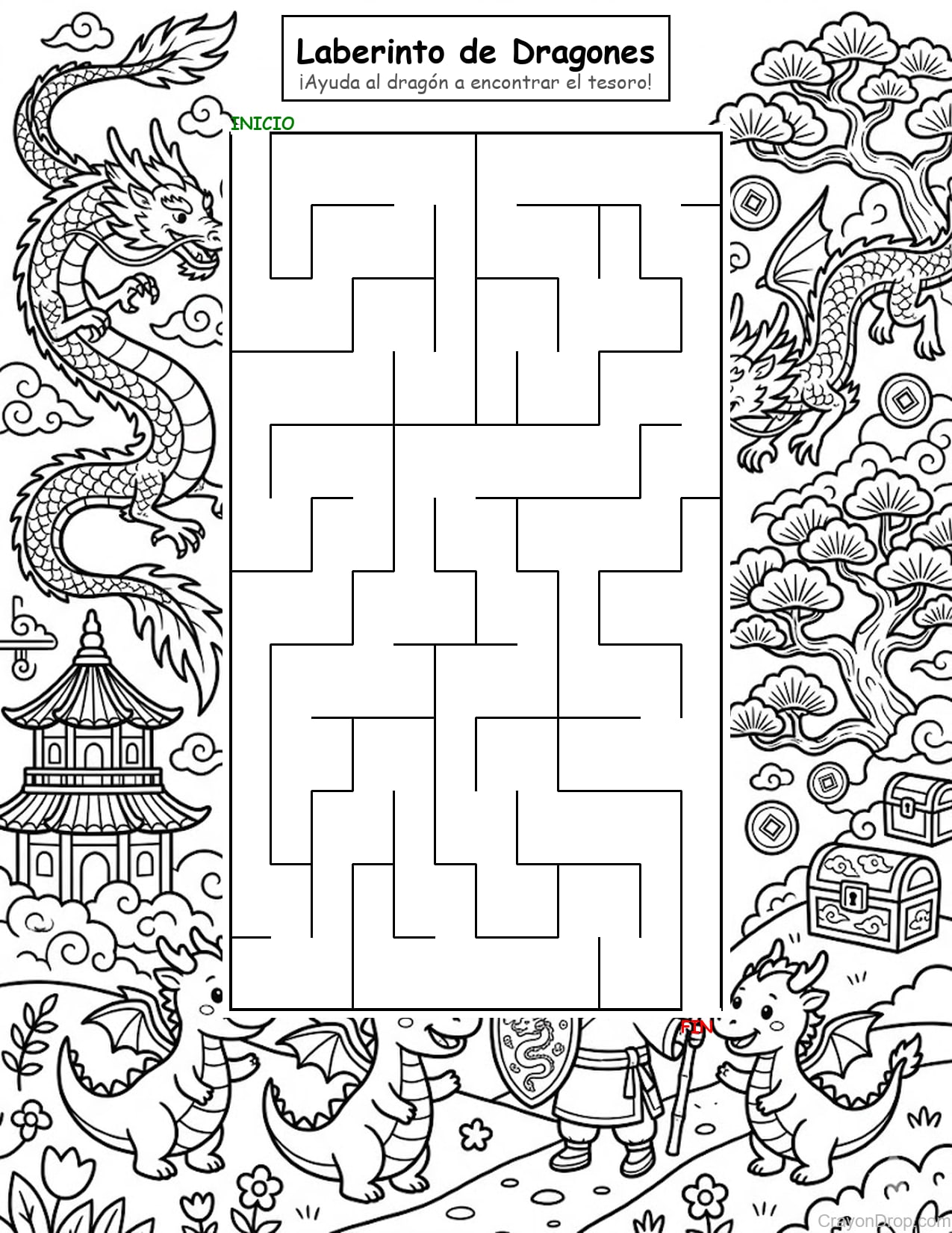 Maze Dragons página para colorear