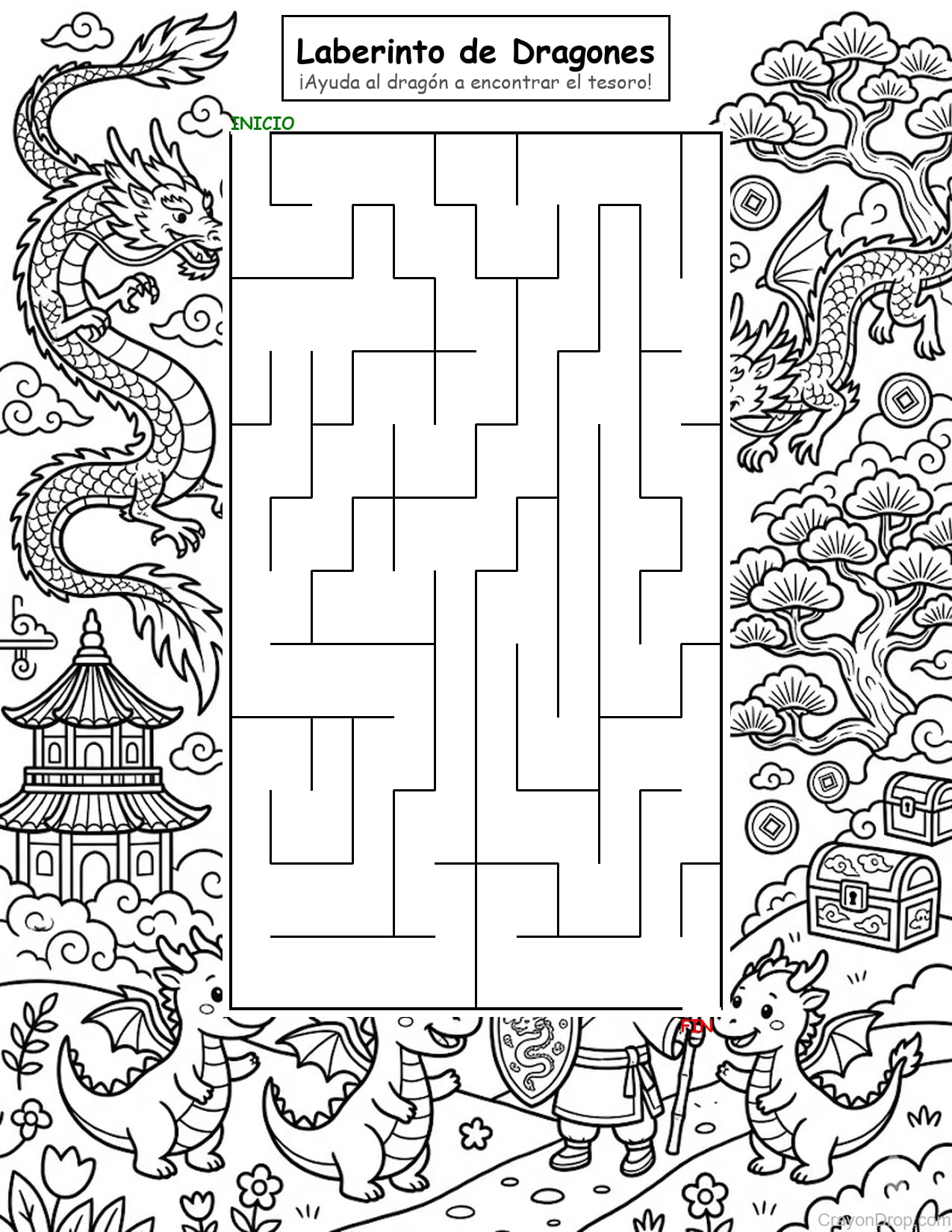 Maze Dragons página para colorear