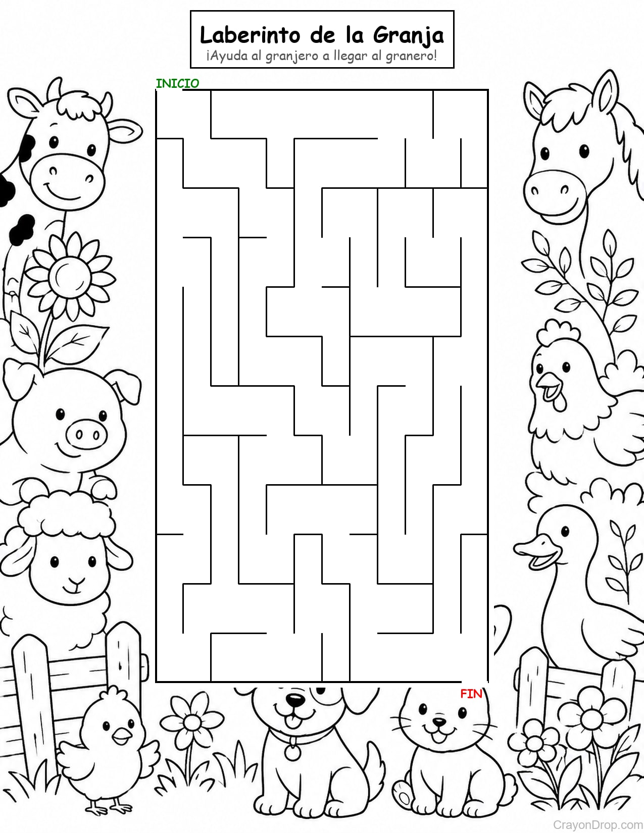Maze Farm página para colorear