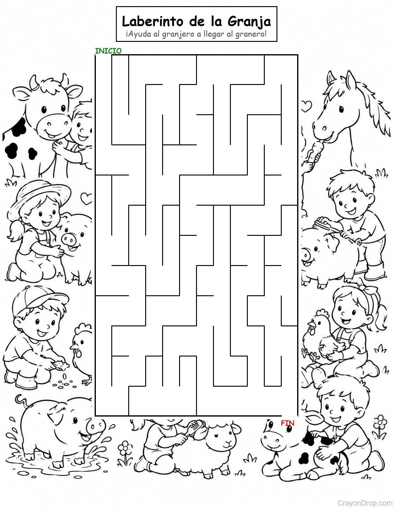 Maze Farm página para colorear
