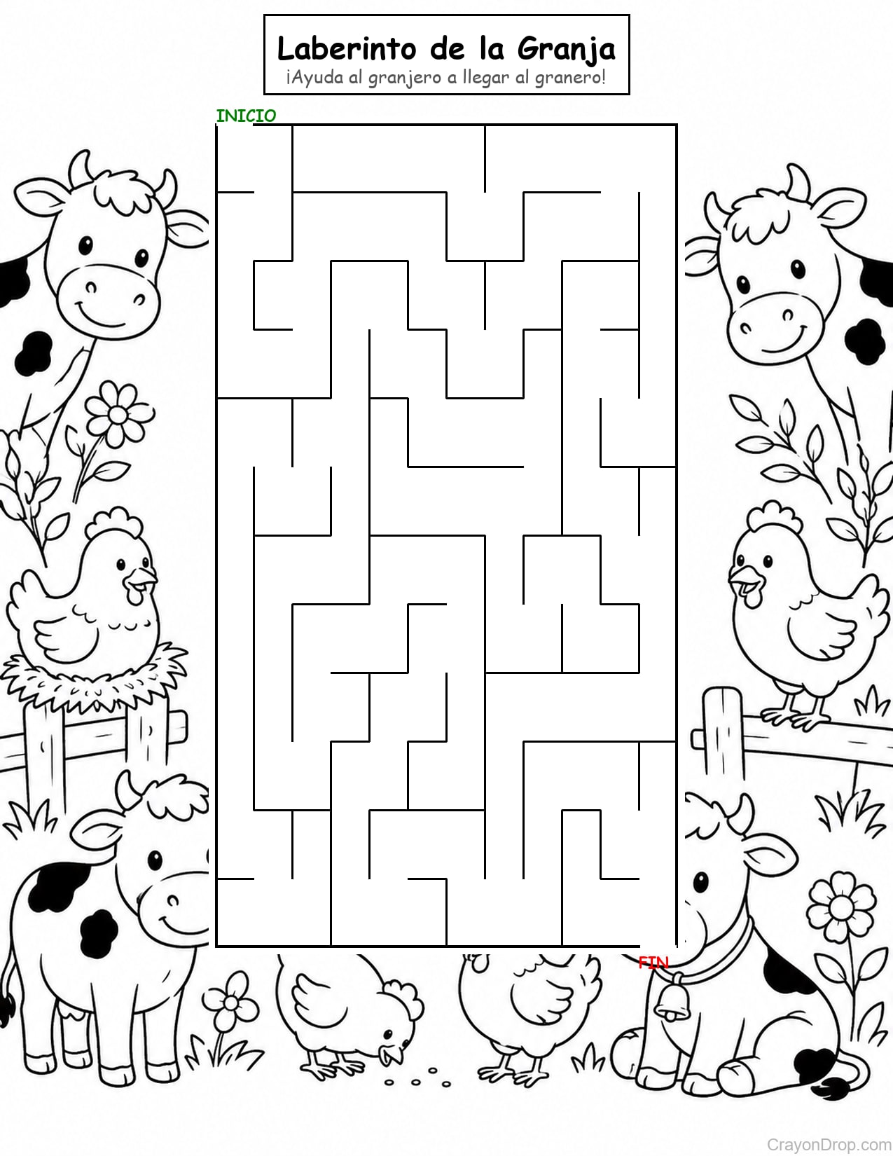 Maze Farm página para colorear