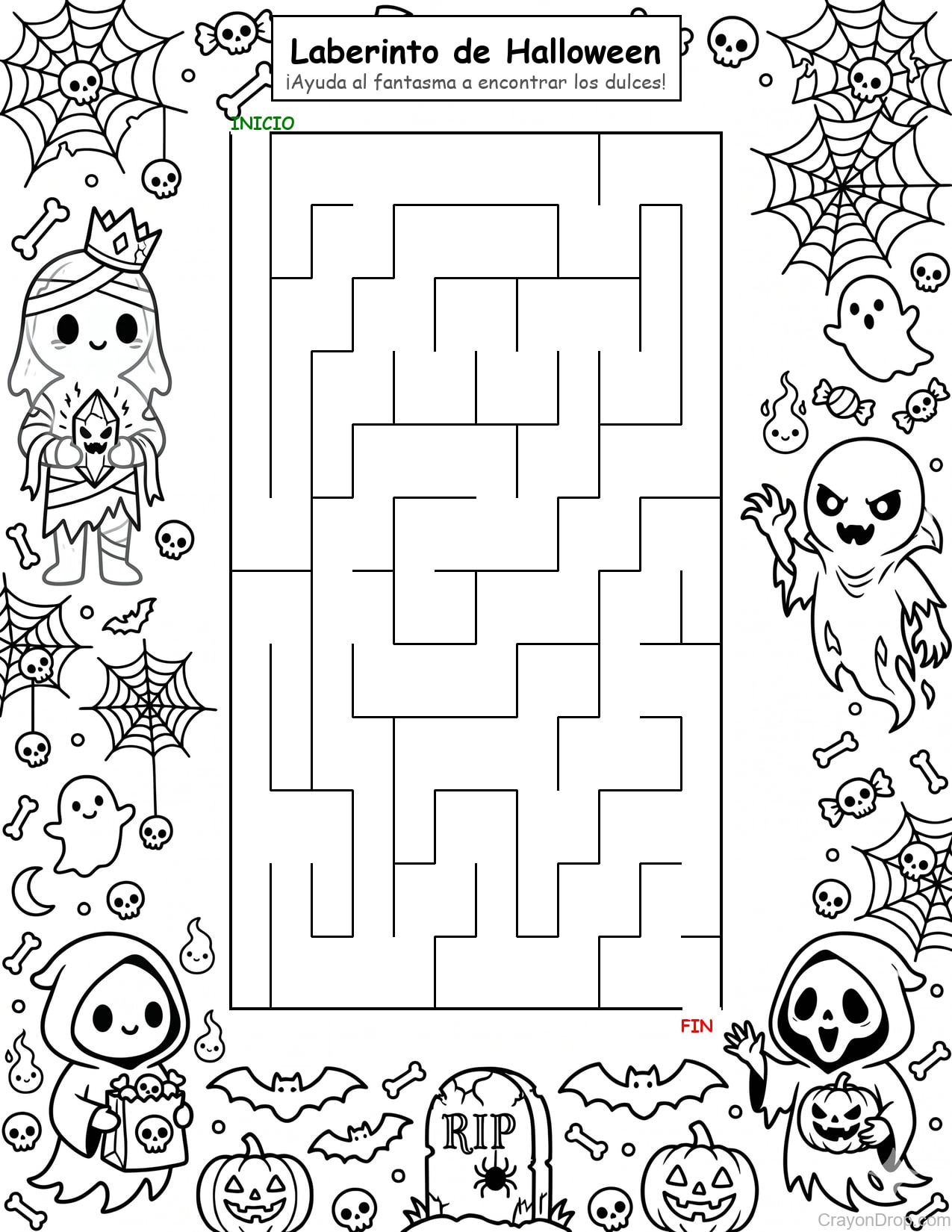 Maze Halloween página para colorear