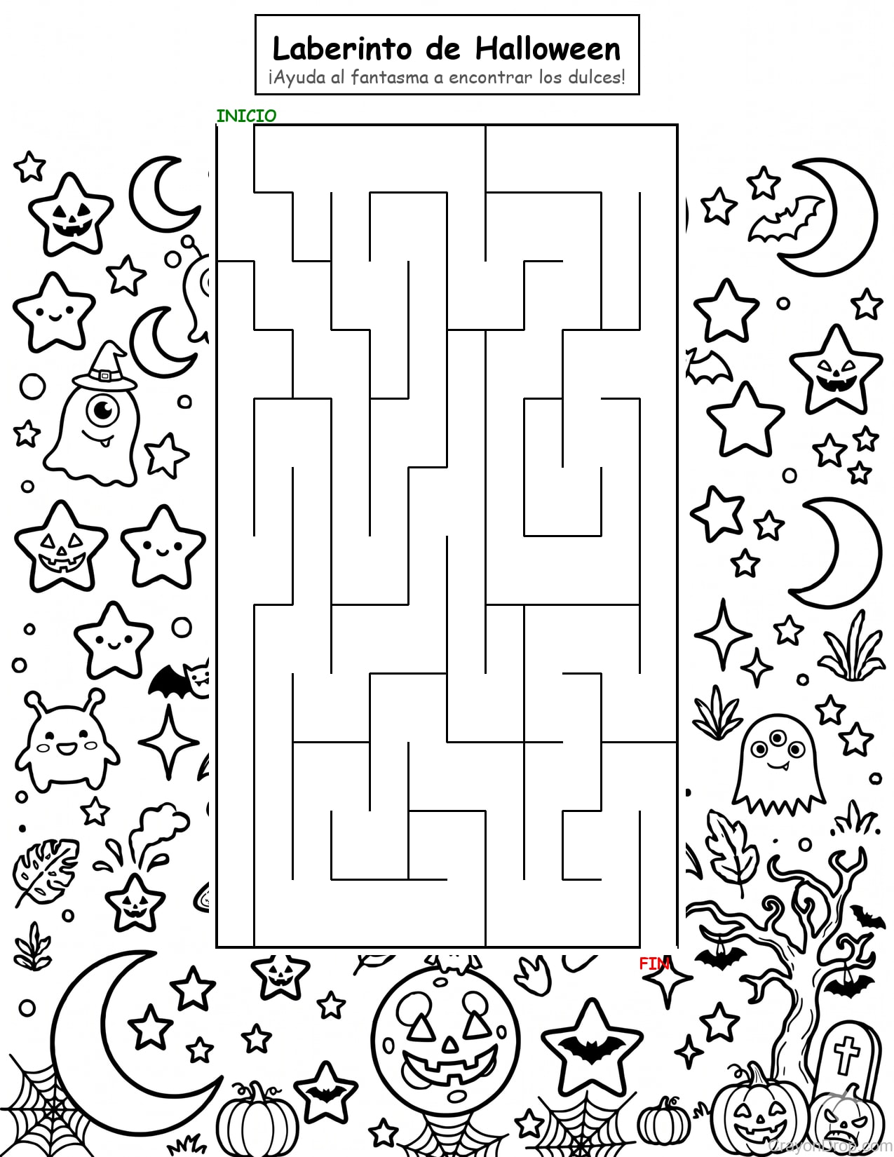 Maze Halloween página para colorear