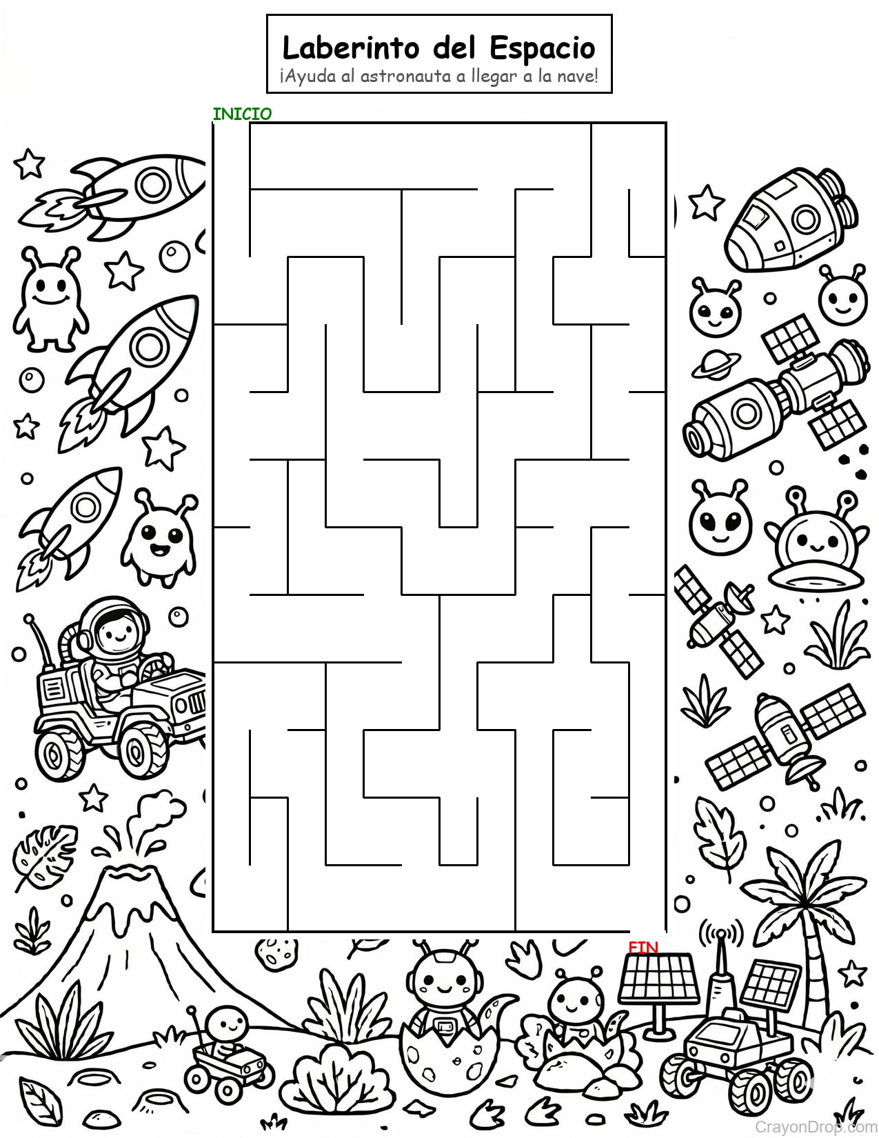 Maze Space página para colorear