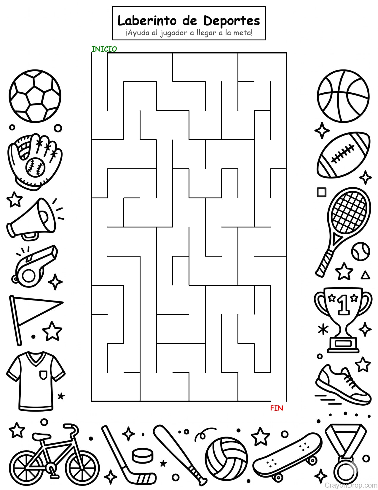 Maze Sports página para colorear