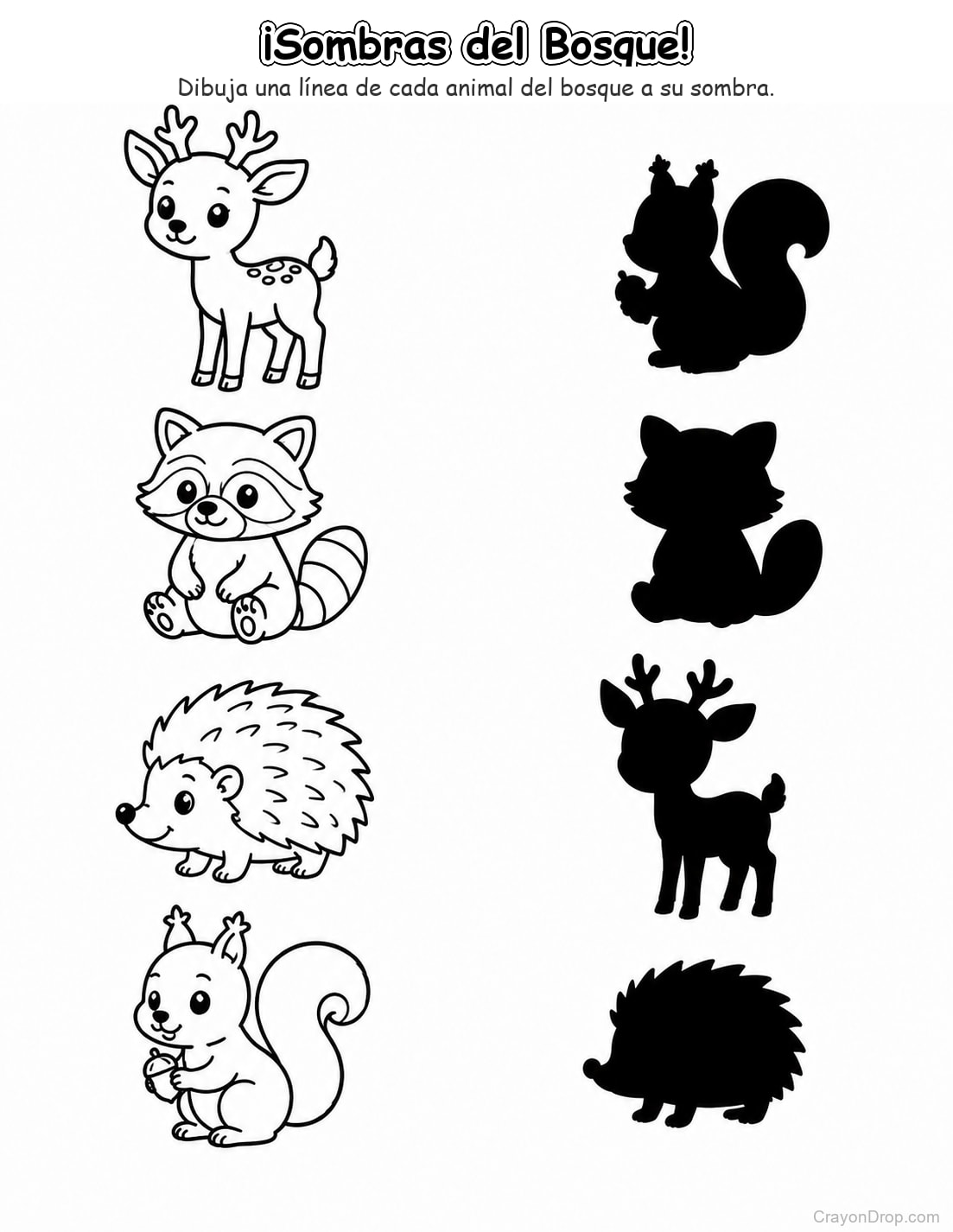 Ap Animals Shadow Match página para colorear