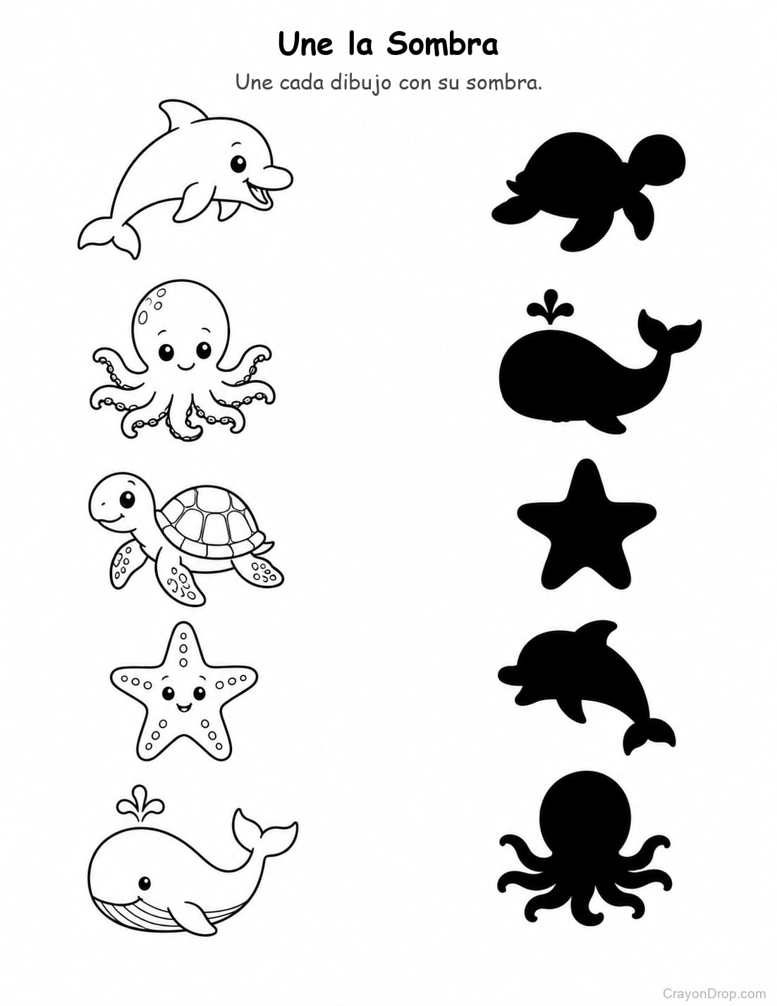 Ap Animals Shadow Match página para colorear