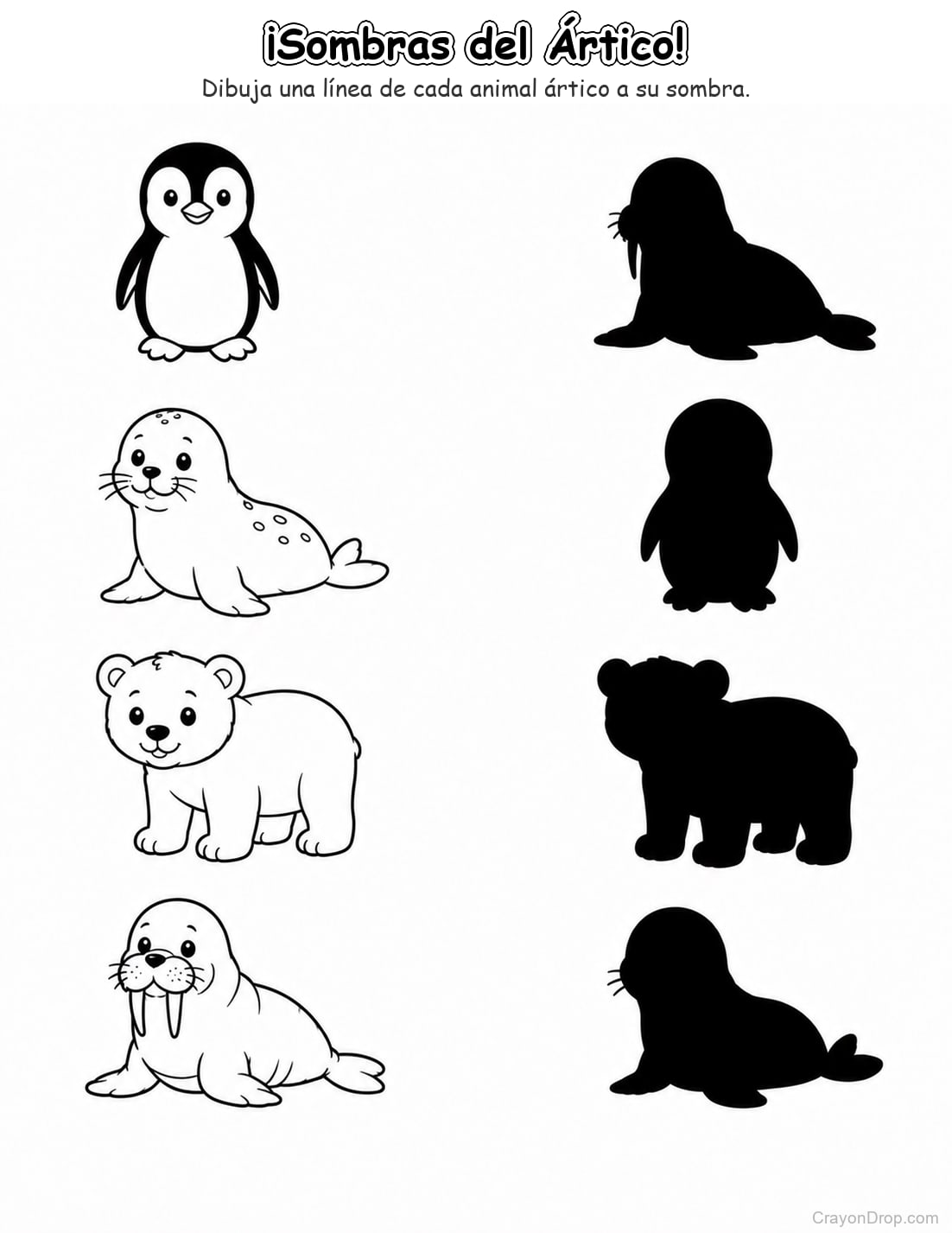 Ap Animals Shadow Match página para colorear