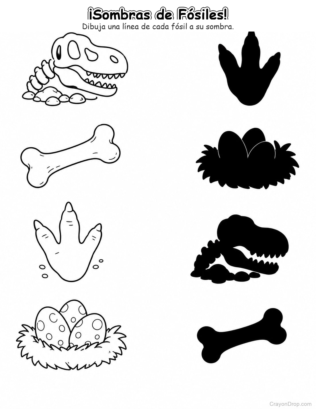 Ap Dinosaurs Shadow Match página para colorear