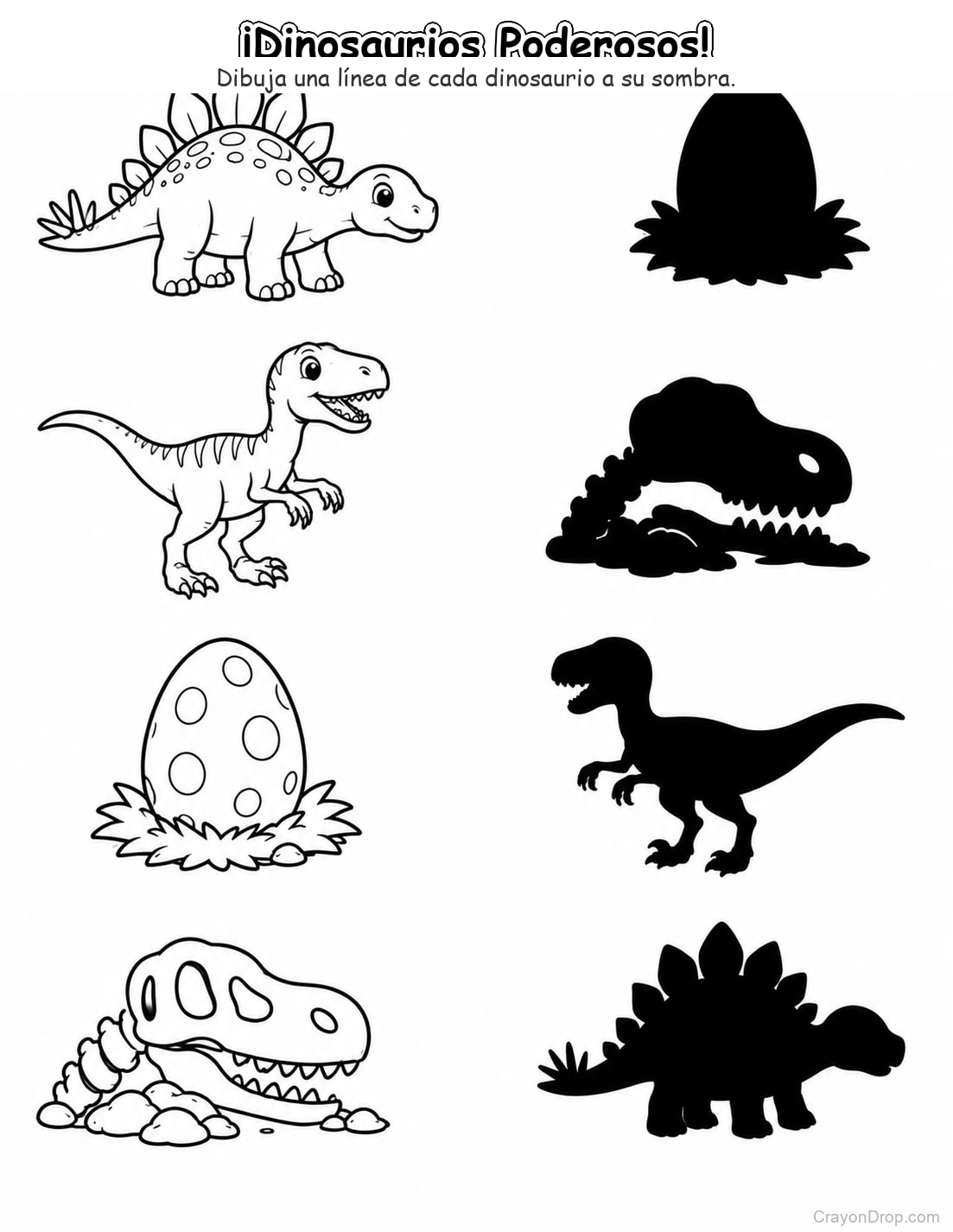 Ap Dinosaurs Shadow Match página para colorear