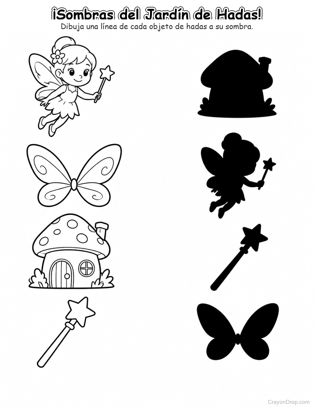 Ap Fairies Shadow Match página para colorear