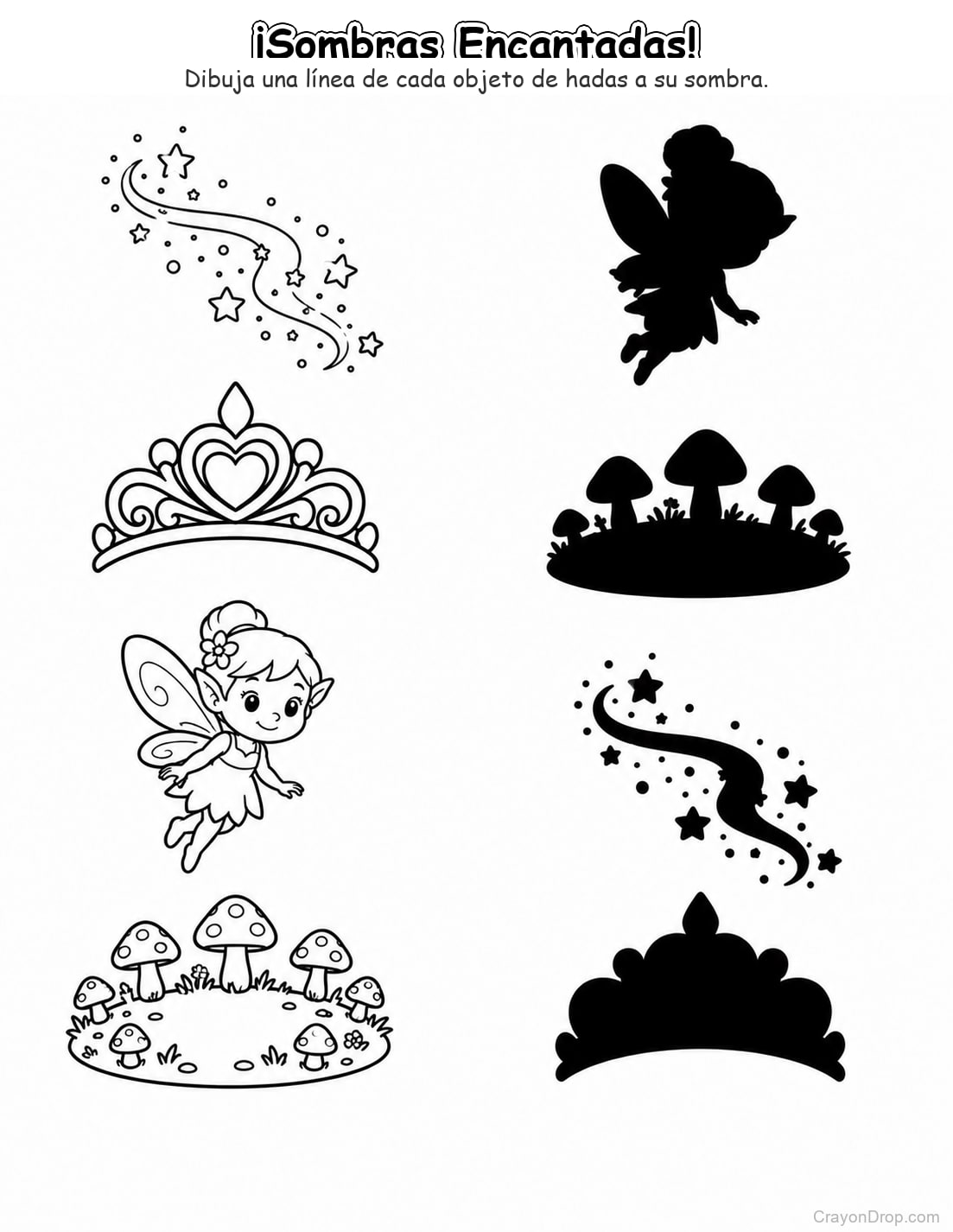 Ap Fairies Shadow Match página para colorear