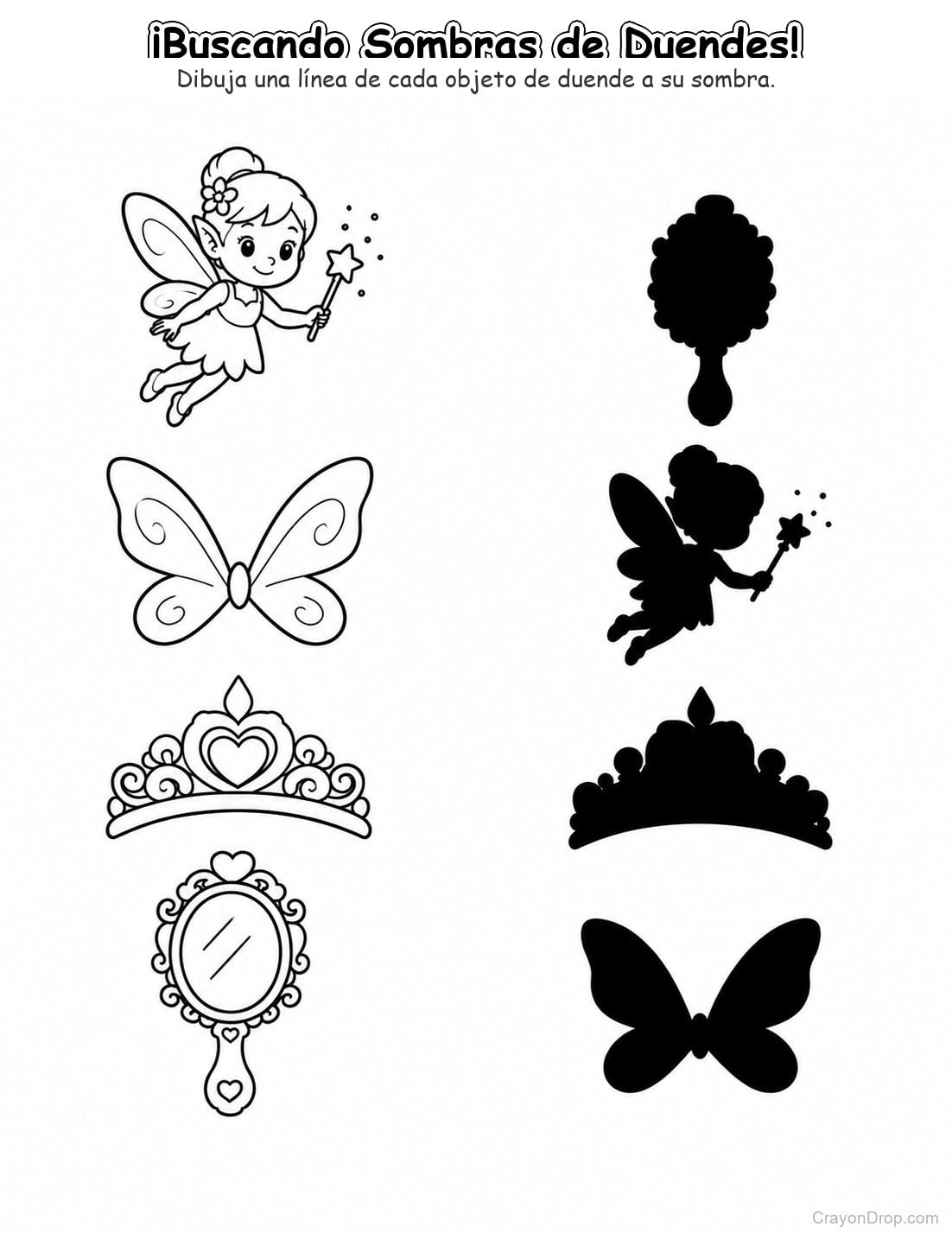 Ap Fairies Shadow Match página para colorear