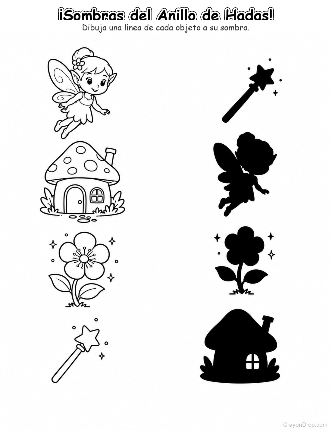 Ap Fairies Shadow Match página para colorear