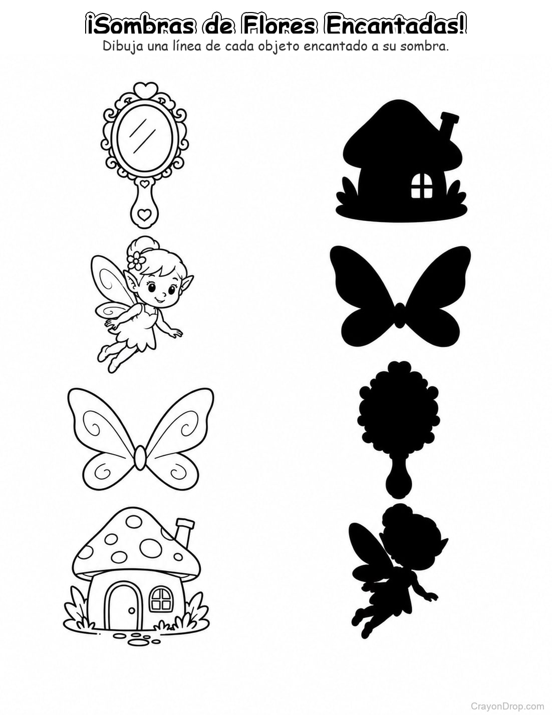Ap Fairies Shadow Match página para colorear