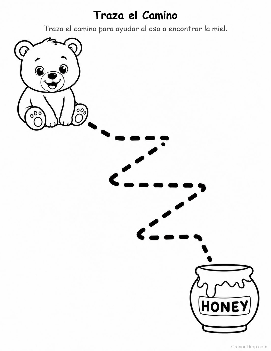 Ap Animals Trace Path Honey página para colorear