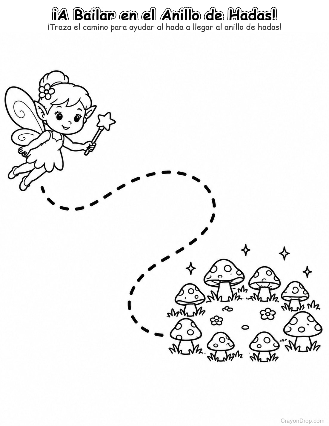 Ap Fairies Trace Path página para colorear