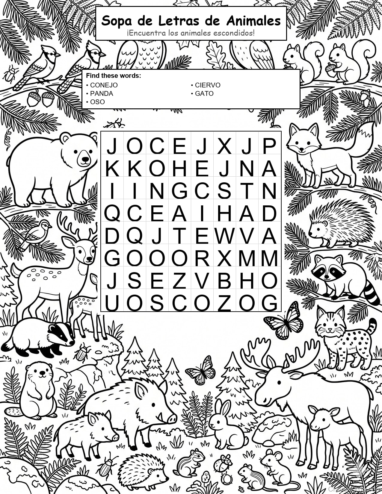 Ws Animals página para colorear
