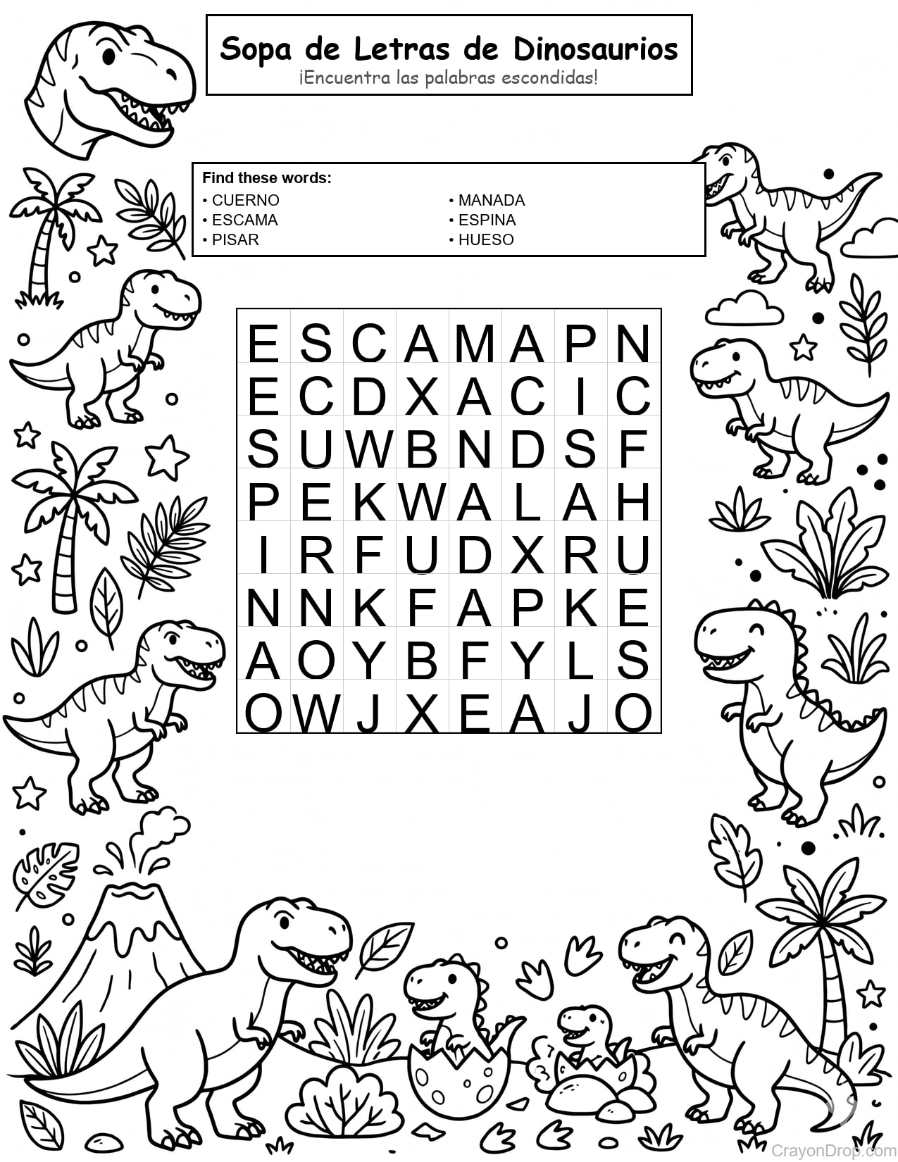 Ws Dino página para colorear