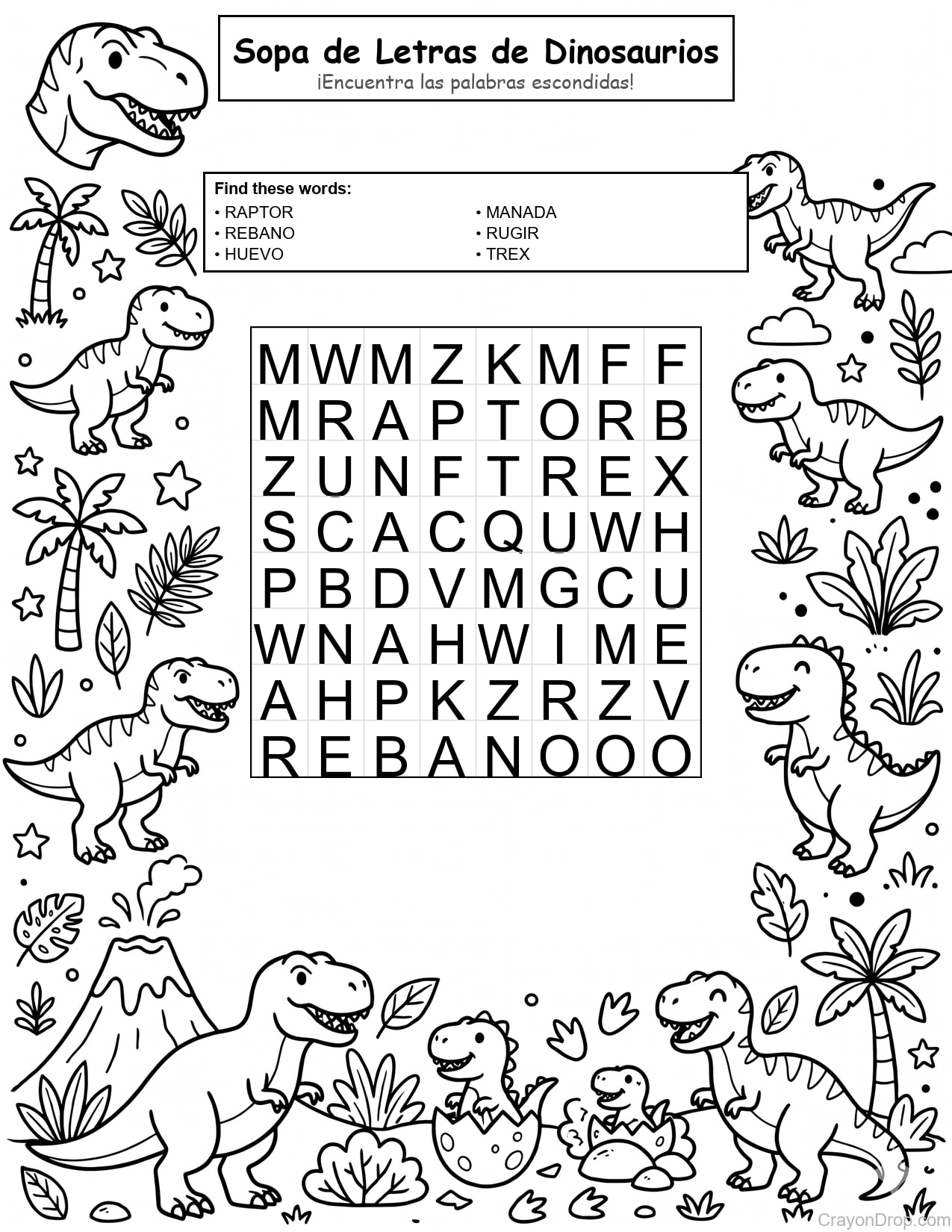 Ws Dino página para colorear