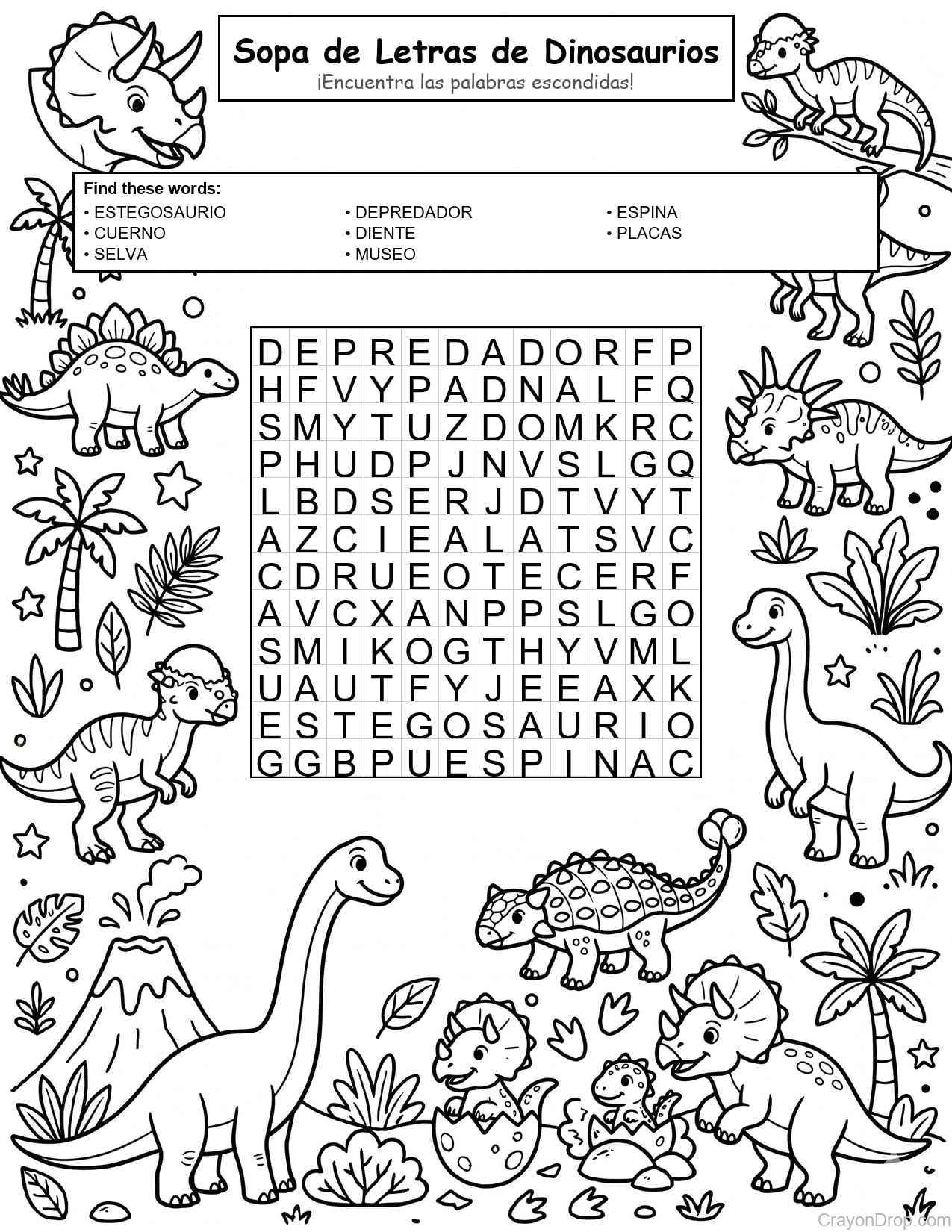 Ws Dino página para colorear