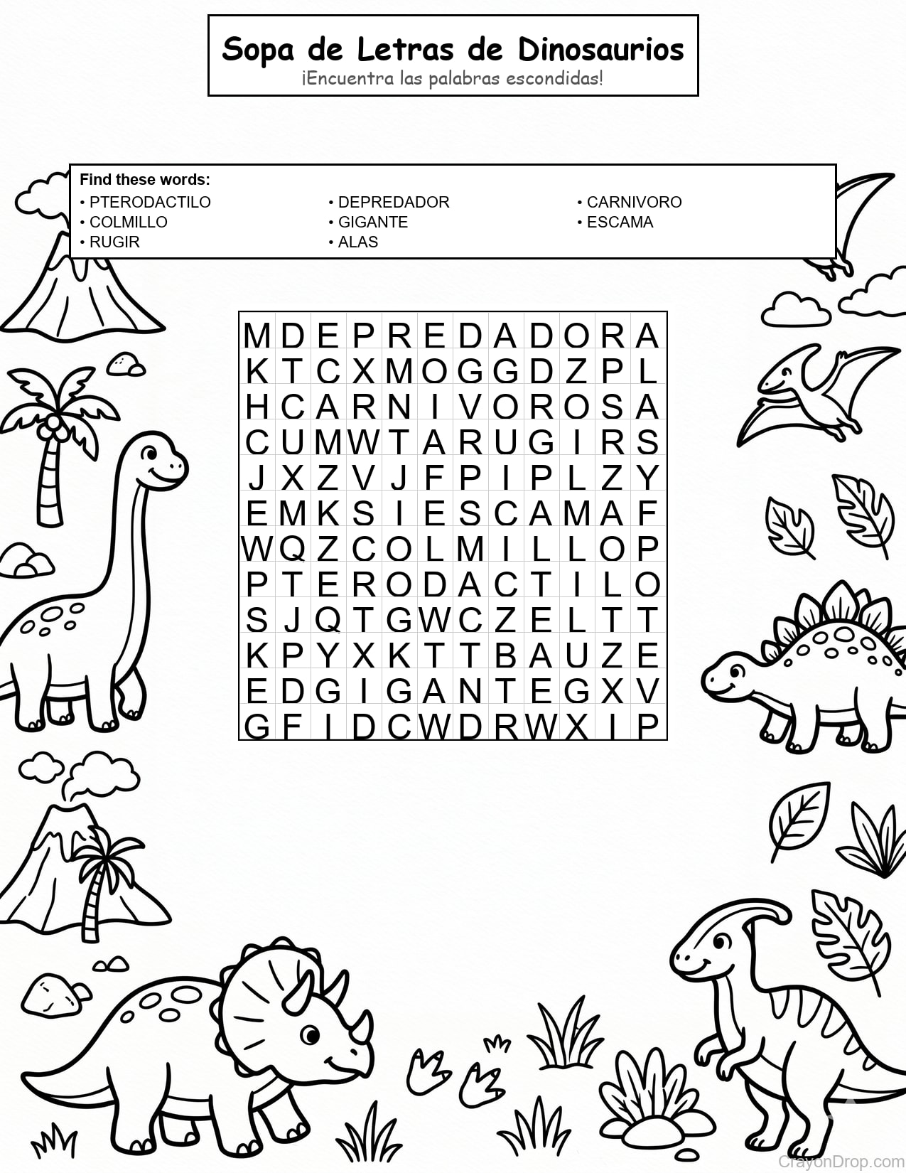 Ws Dino página para colorear