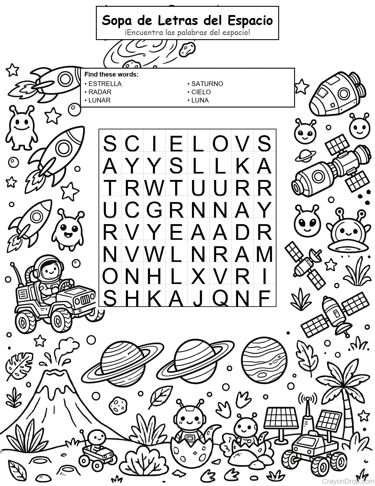 Ws Space página para colorear