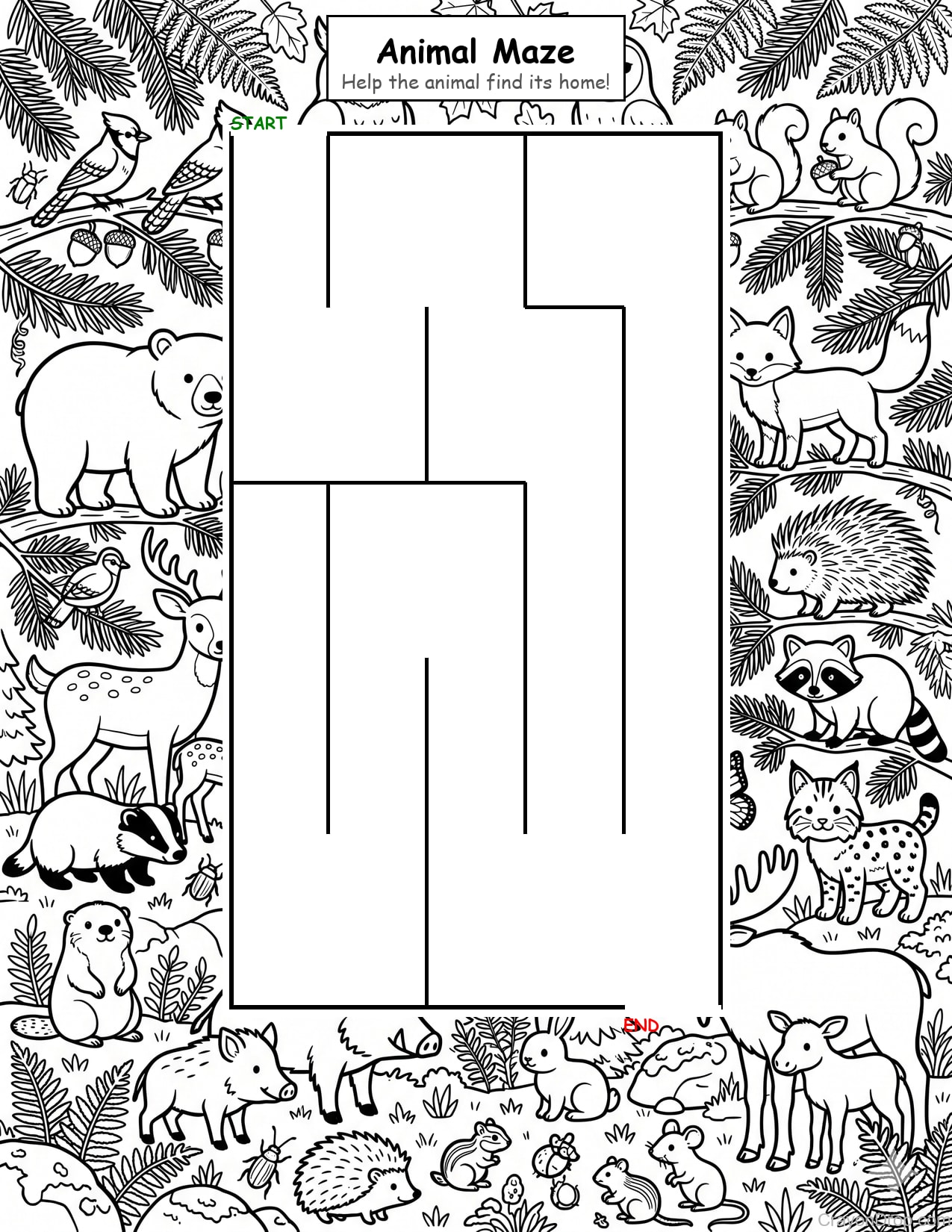 Maze Animals coloring page