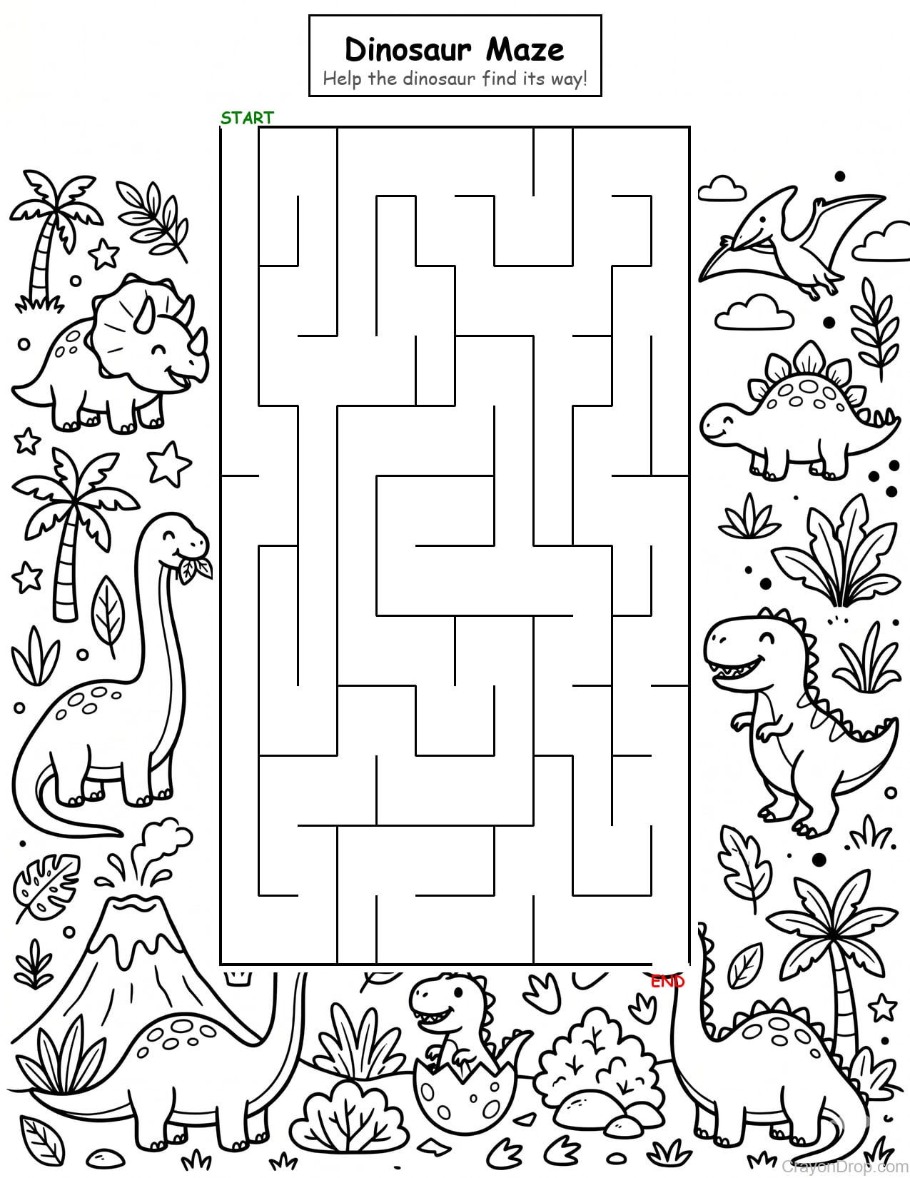 Maze Dino coloring page