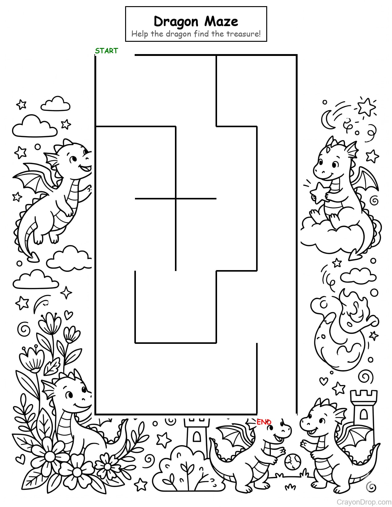 Maze Dragons coloring page