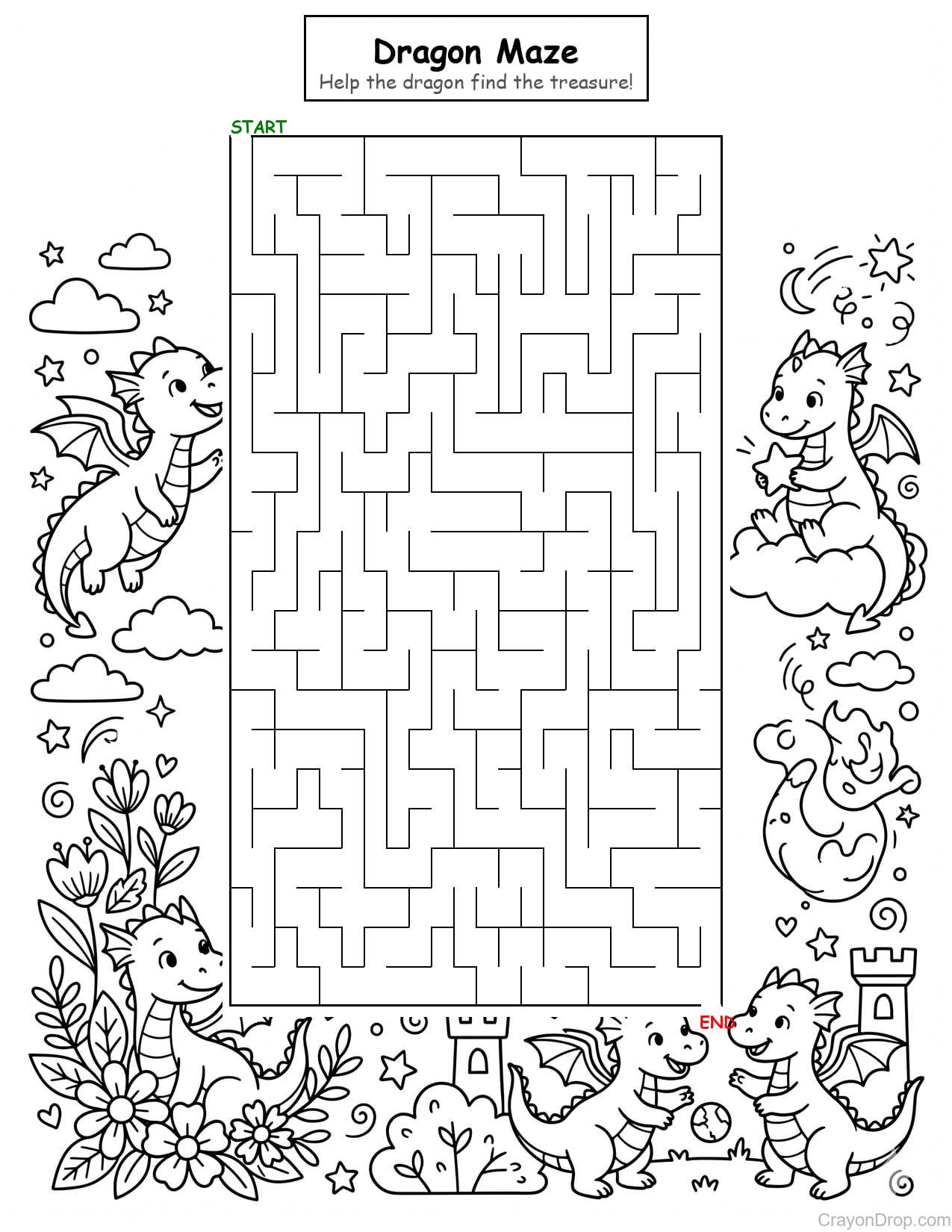 Maze Dragons Hard coloring page