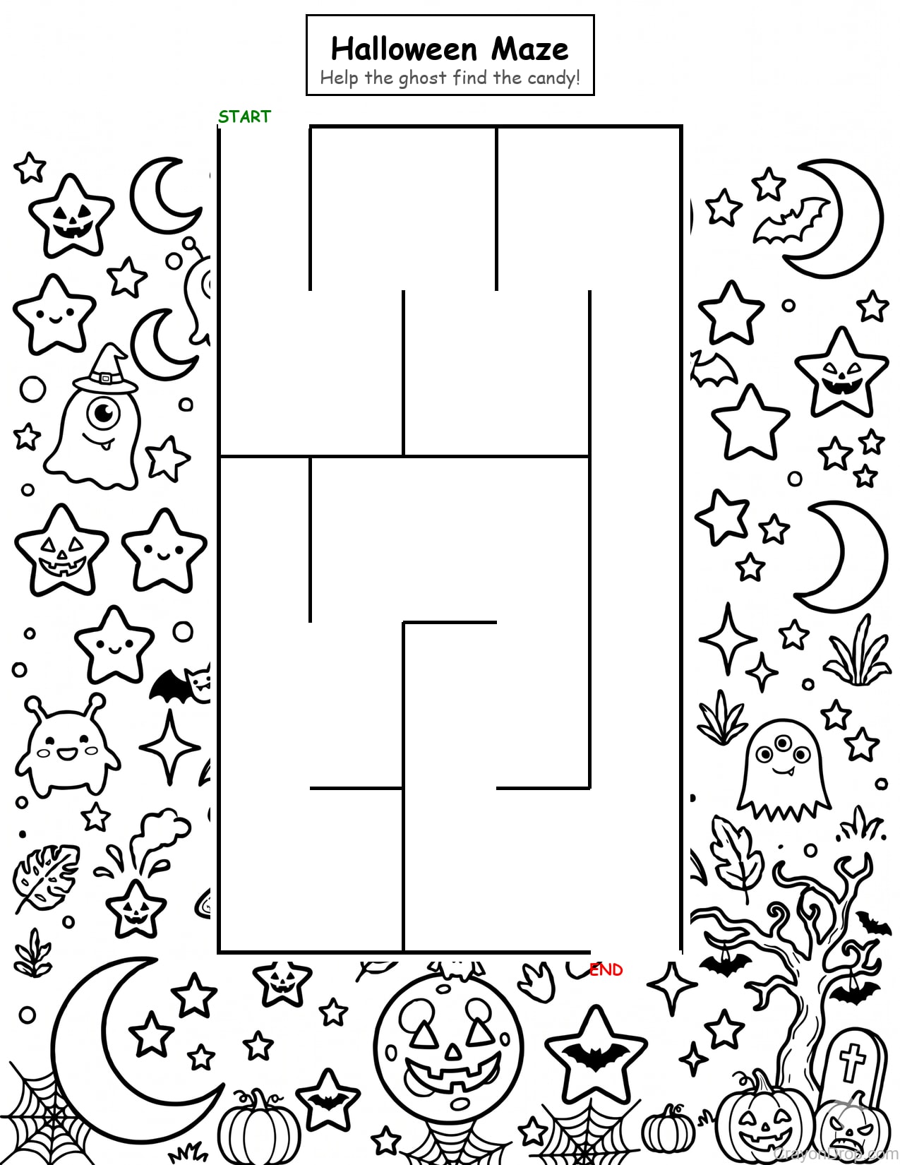 Maze Halloween coloring page