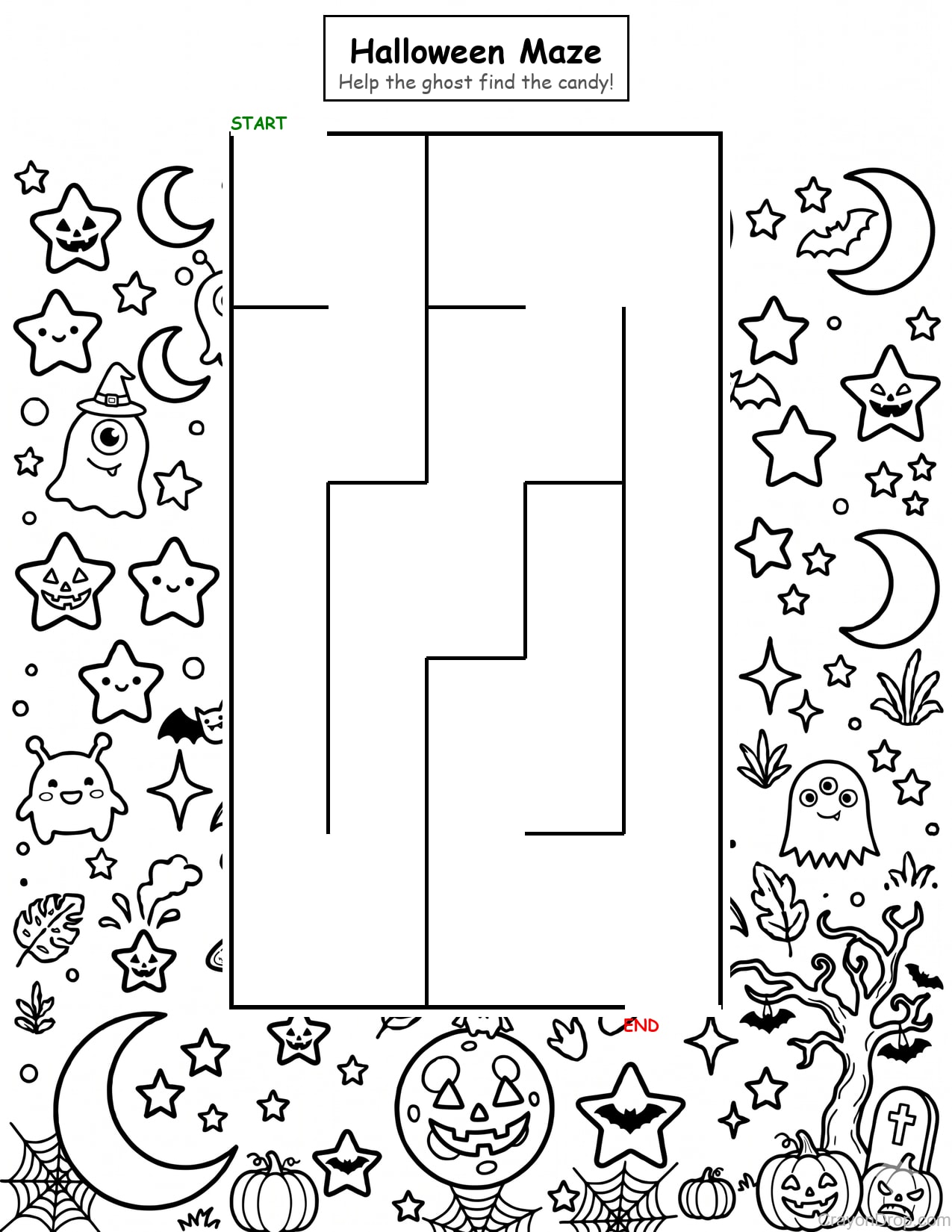 Maze Halloween coloring page