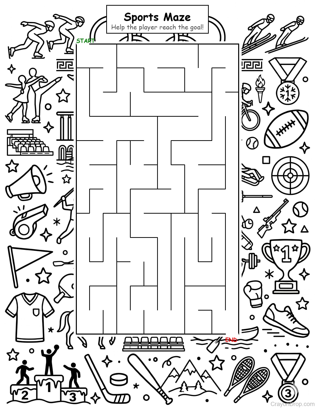 Maze Sports coloring page