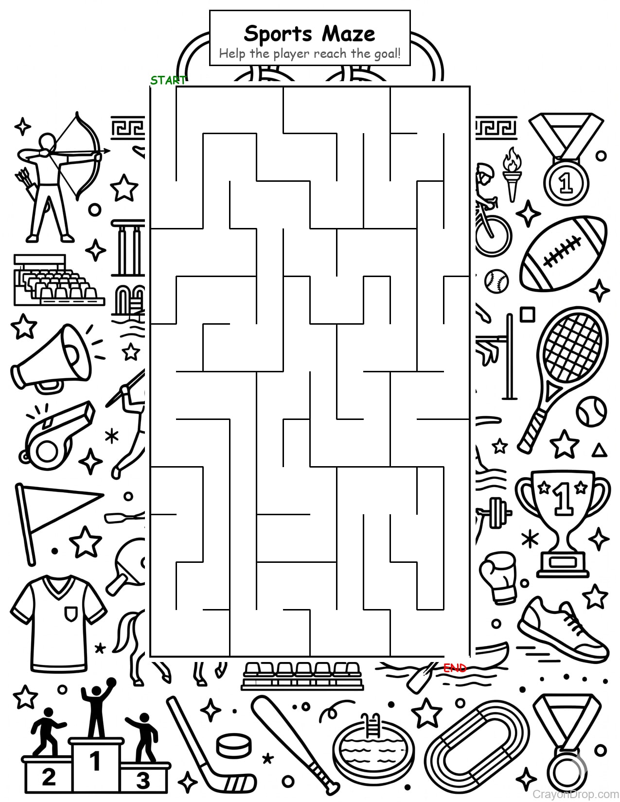 Maze Sports coloring page