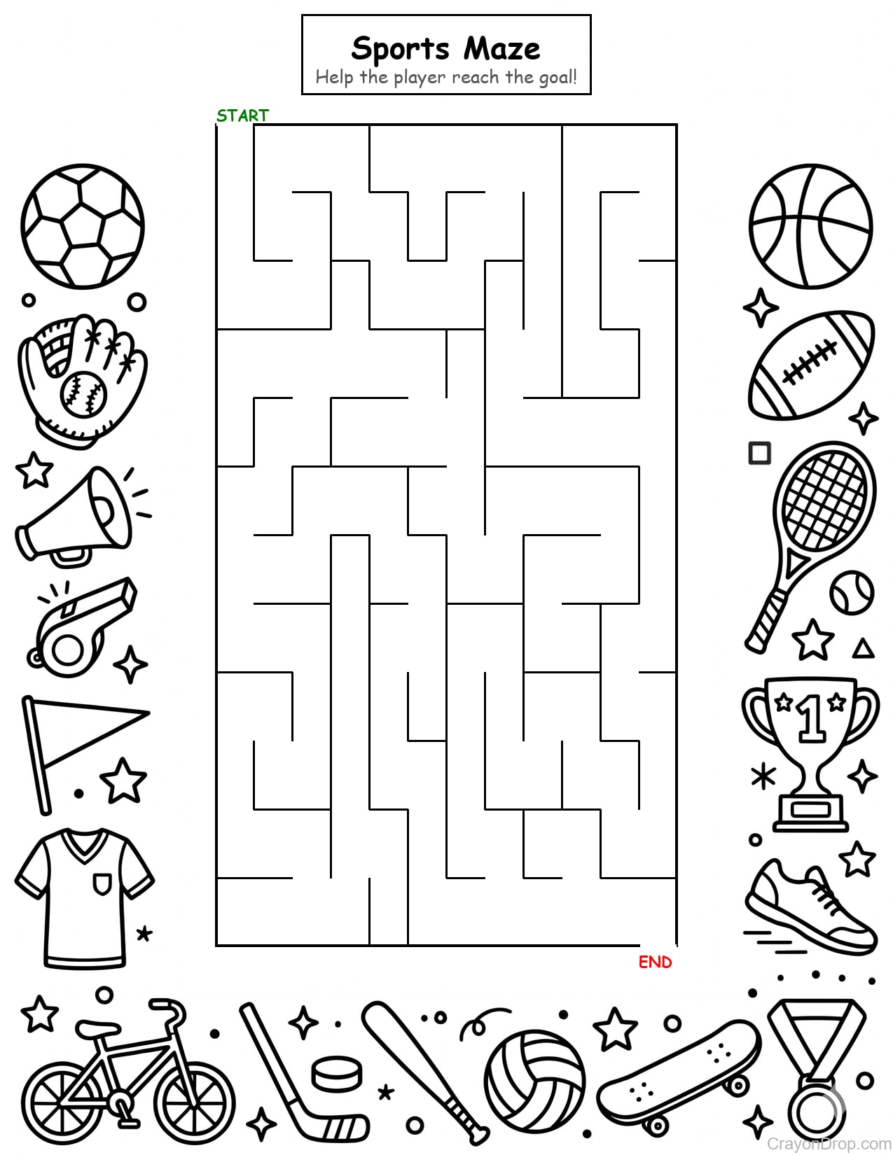 Maze Sports coloring page