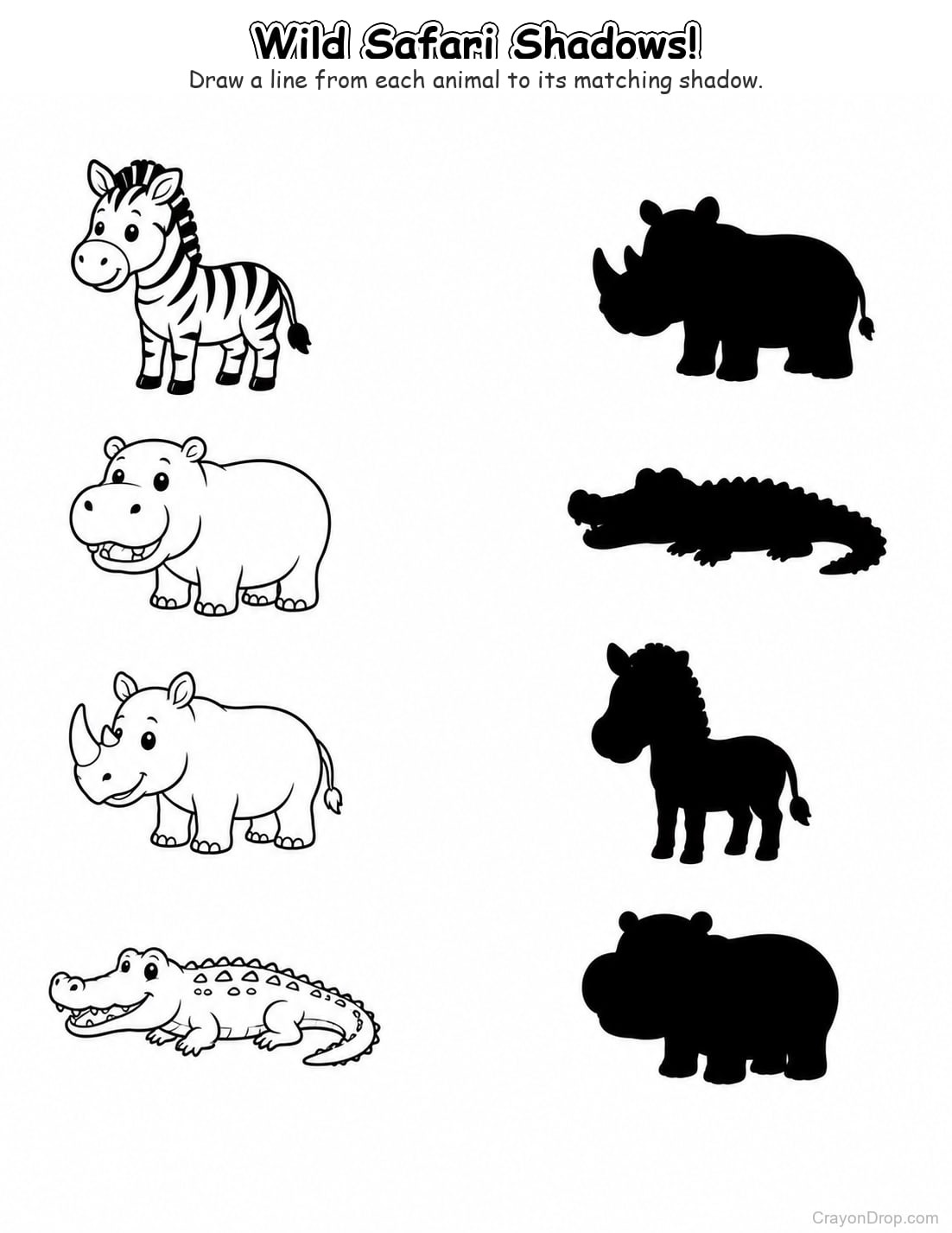 Ap Animals Shadow Match coloring page