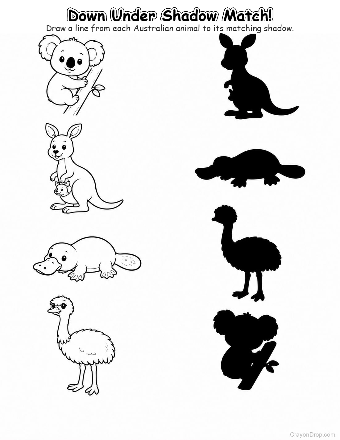 Ap Animals Shadow Match coloring page