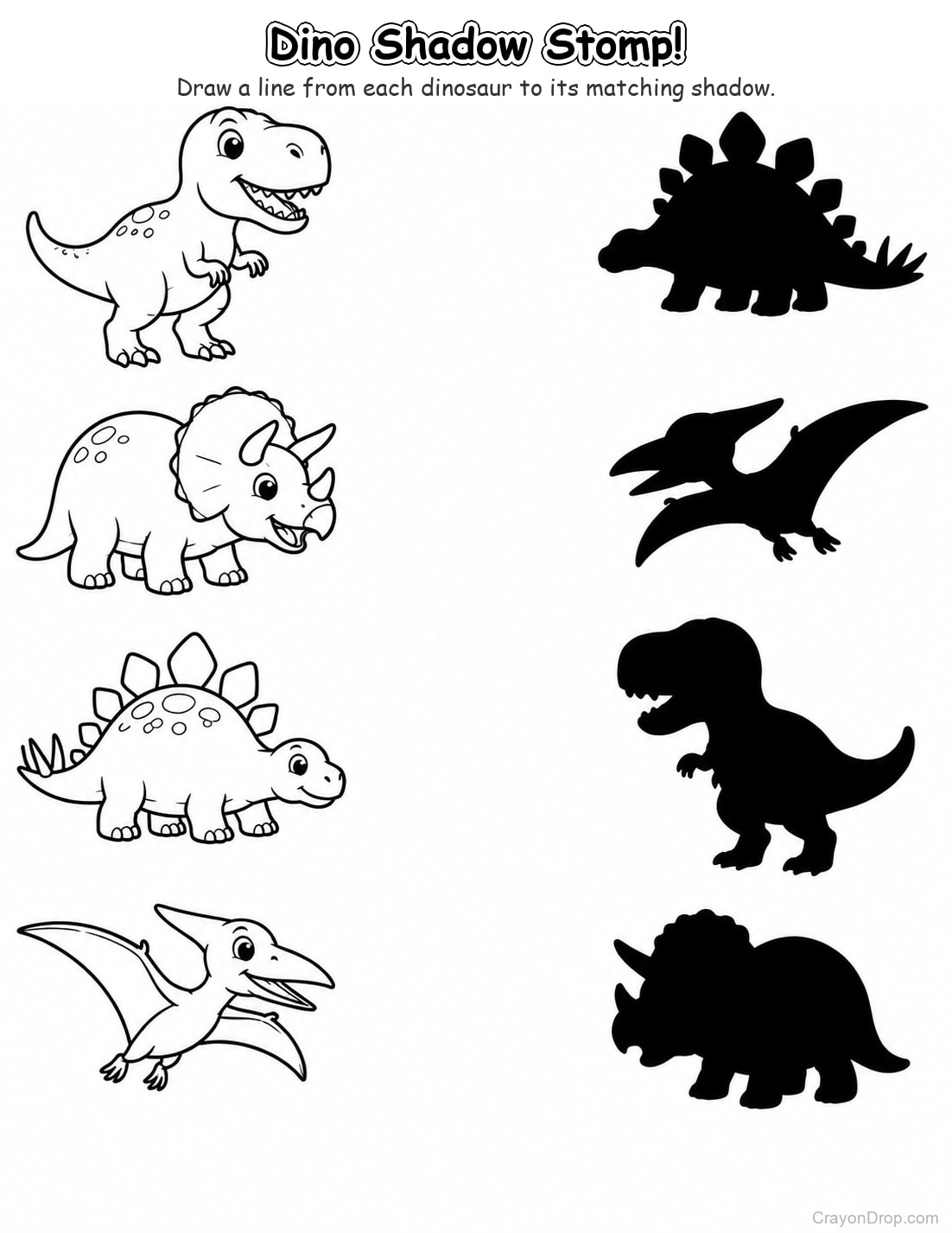 Ap Dinosaurs Shadow Match coloring page