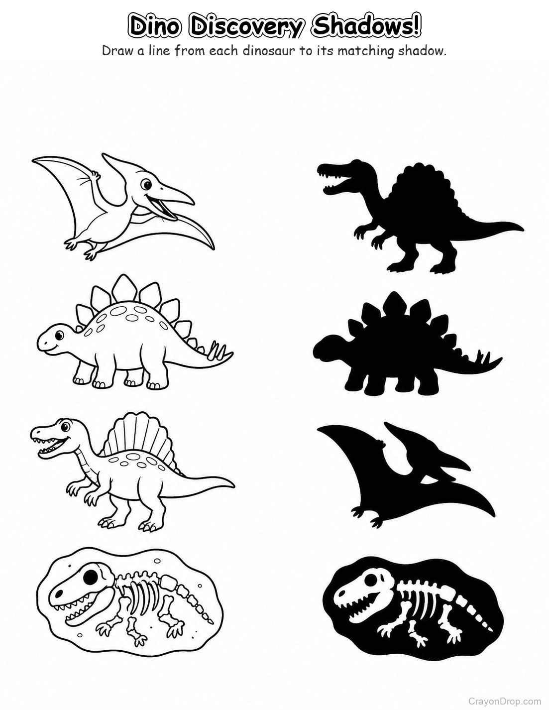 Ap Dinosaurs Shadow Match coloring page