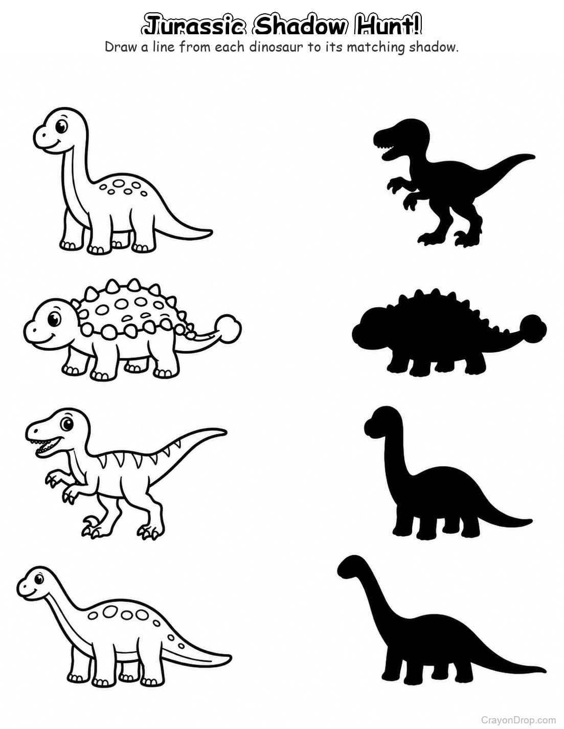 Ap Dinosaurs Shadow Match coloring page