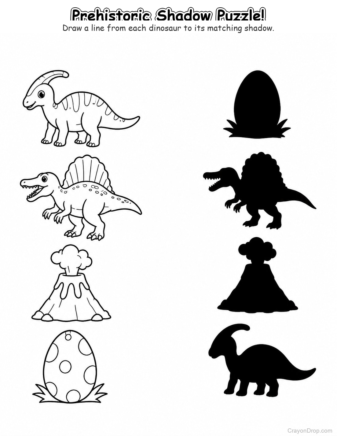 Ap Dinosaurs Shadow Match coloring page