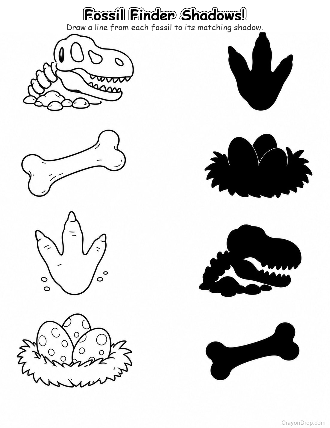 Ap Dinosaurs Shadow Match coloring page