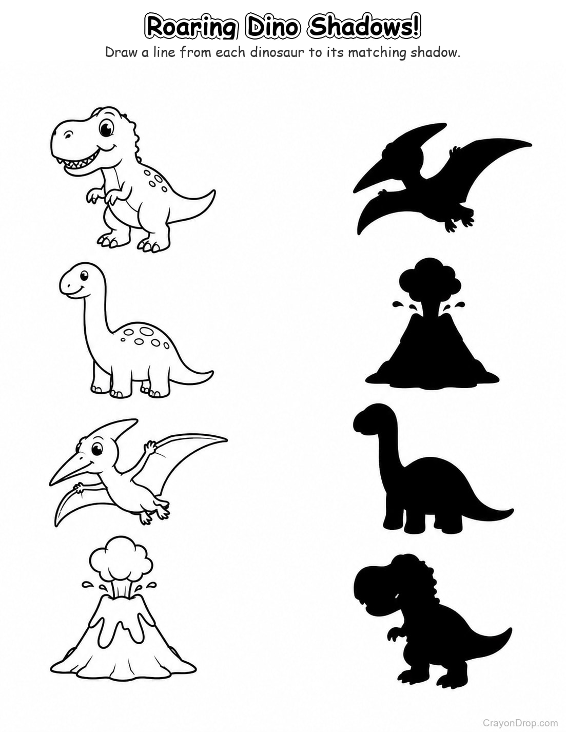 Ap Dinosaurs Shadow Match coloring page