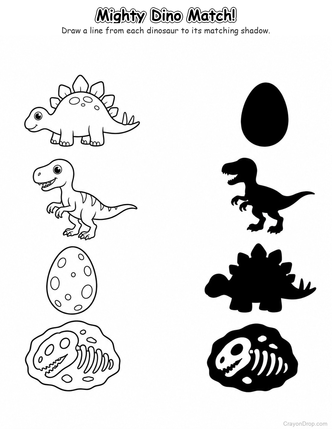 Ap Dinosaurs Shadow Match coloring page