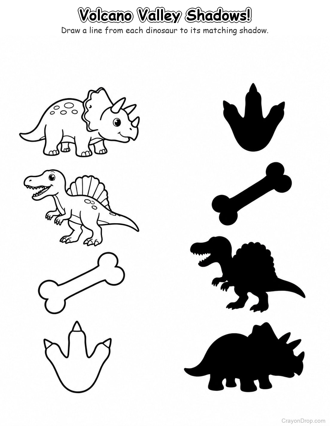 Ap Dinosaurs Shadow Match coloring page
