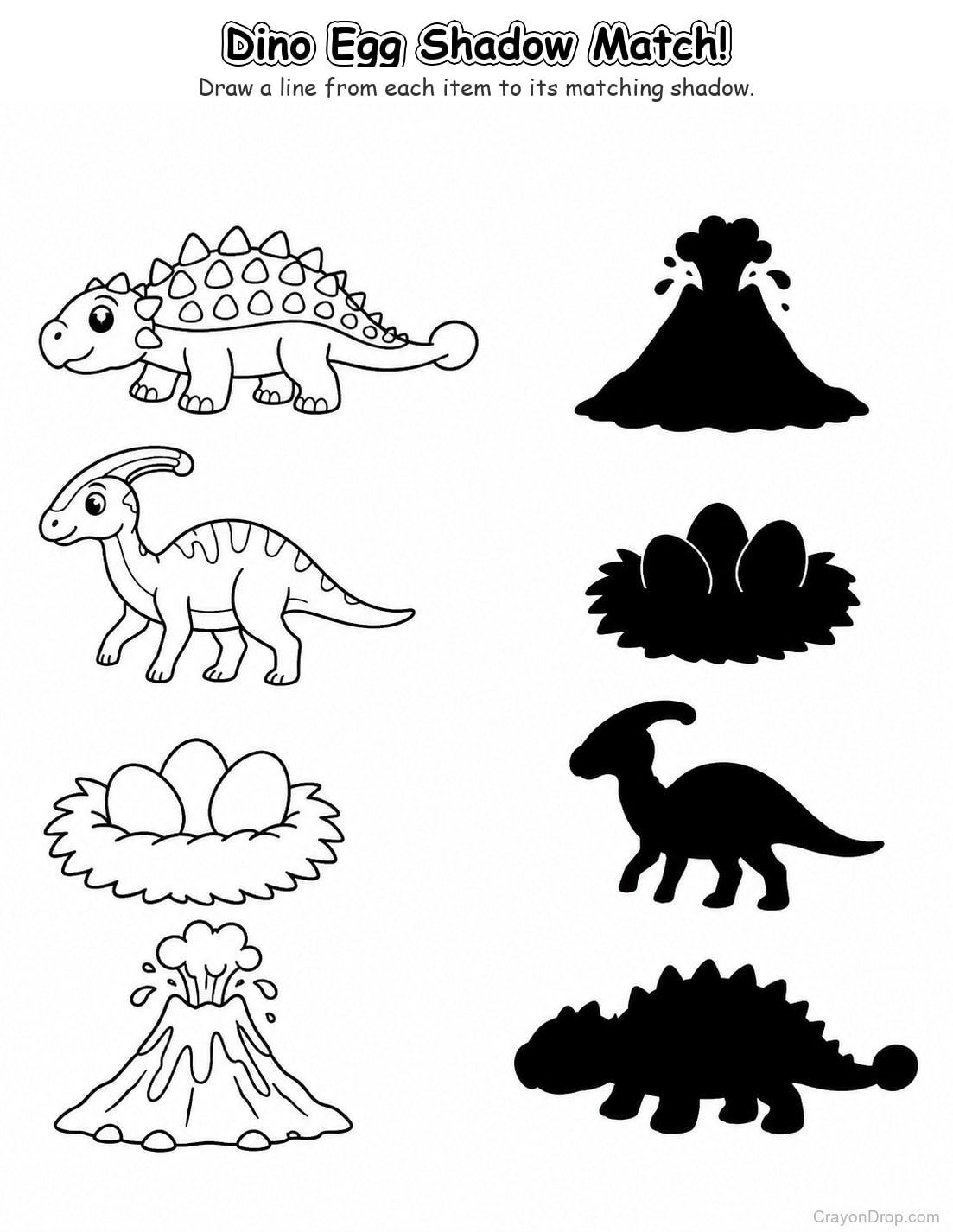 Ap Dinosaurs Shadow Match coloring page