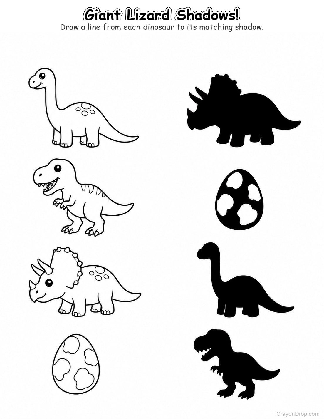 Ap Dinosaurs Shadow Match coloring page
