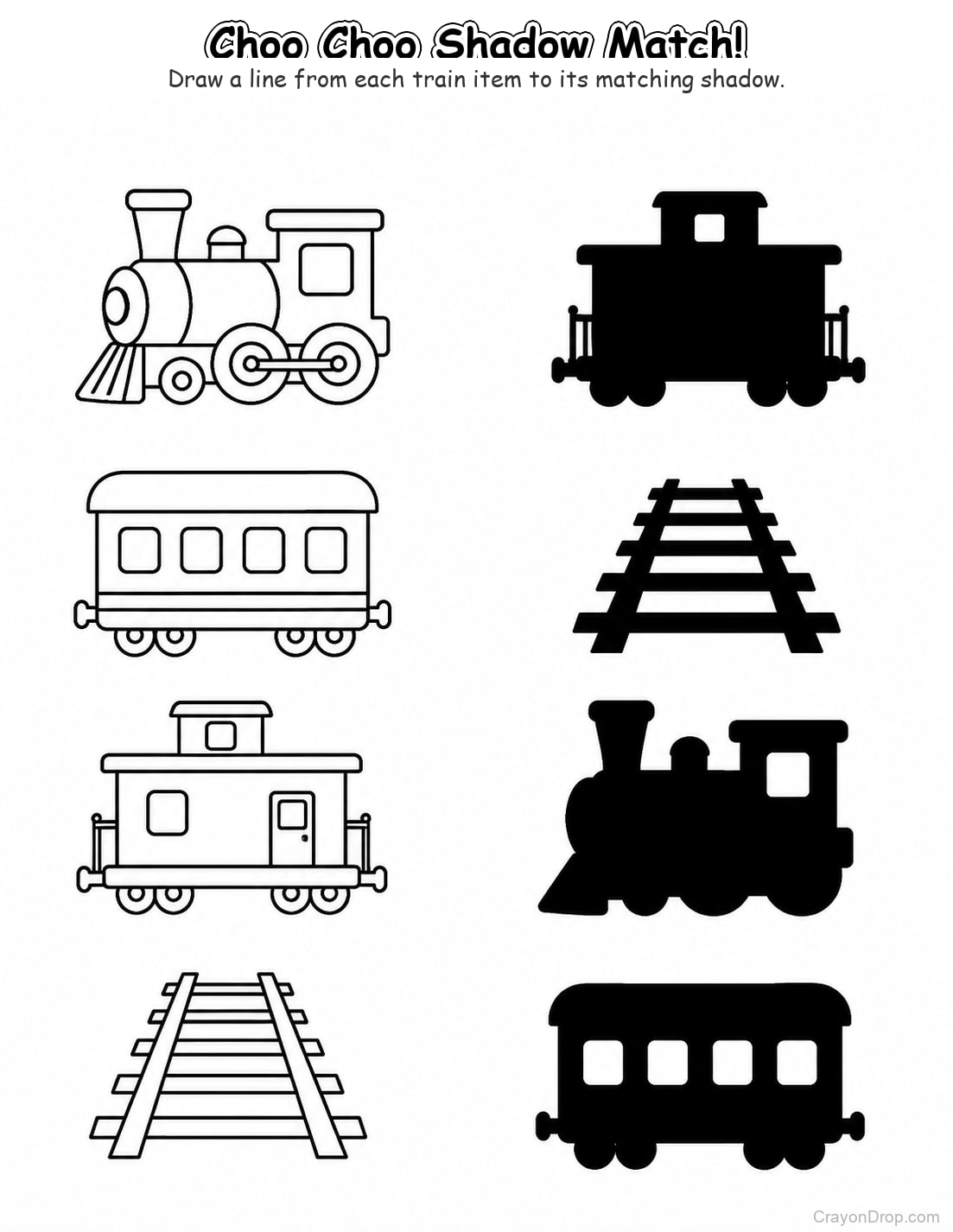 Ap Trains Shadow Match coloring page