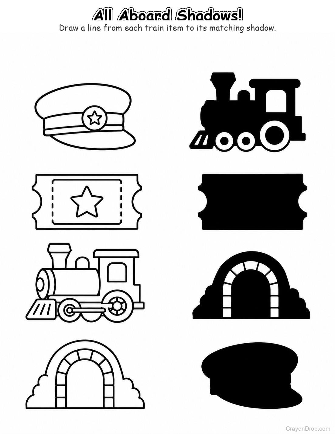 Ap Trains Shadow Match coloring page